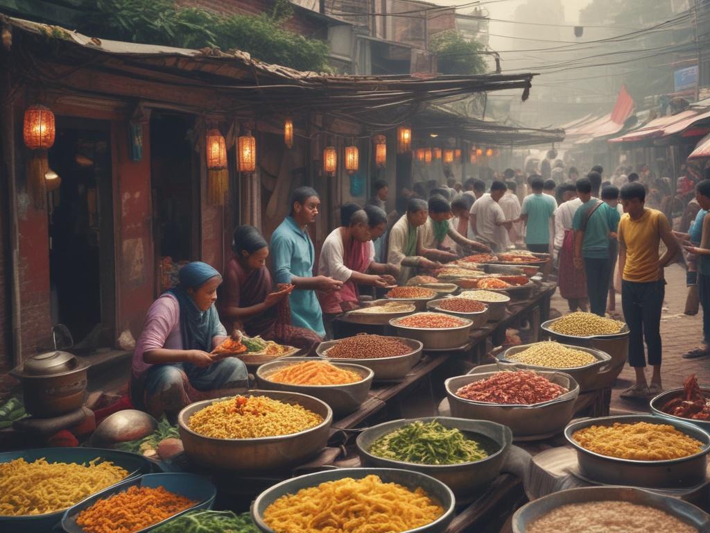 Tangail street food festival, local cuisine, food stalls, lively atmosphere
